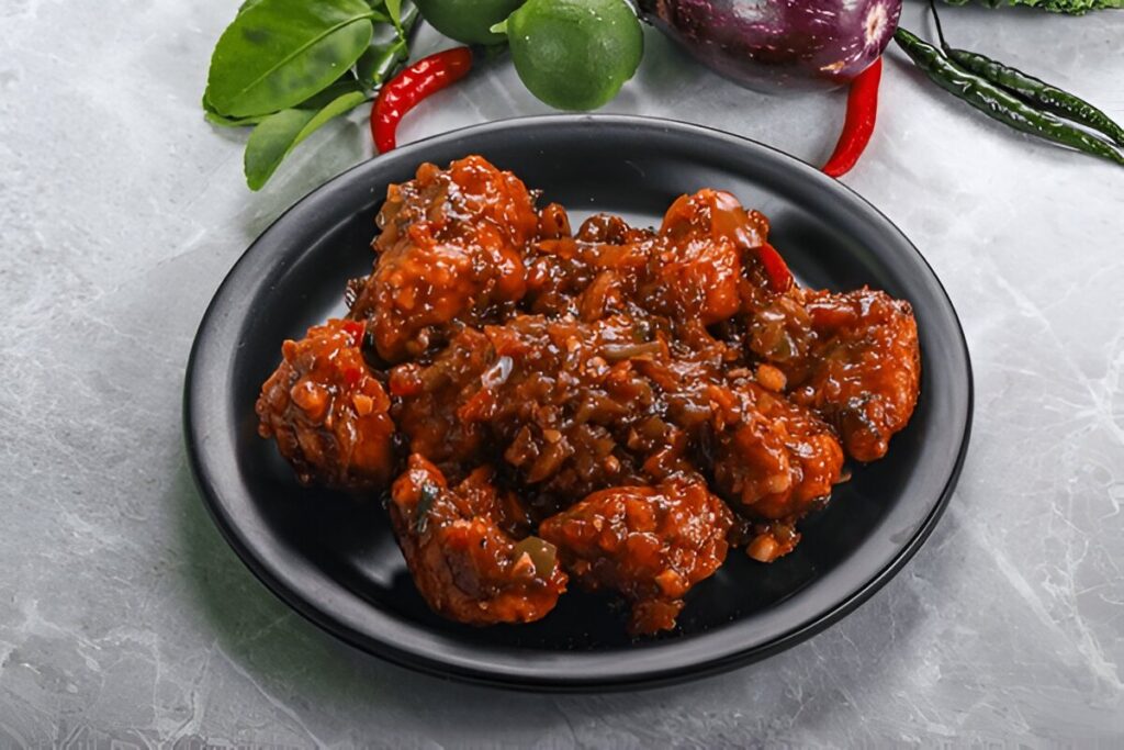 Chicken manchurian gravy with spices